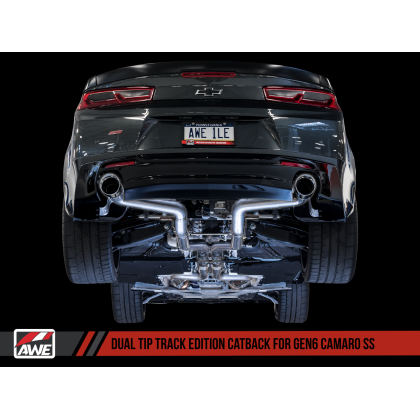 AWE Tuning 16-18 Chevy Camaro SS Resonated Cat-Back Exhaust - Track Edition (Chrome Silver Tips)
