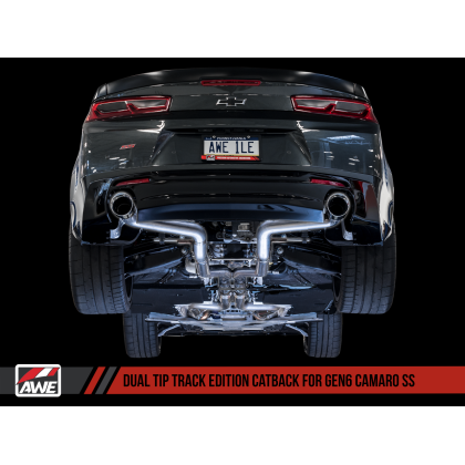 AWE Tuning 16-19 Chevy Camaro SS Non-Resonated Cat-Back Exhaust - Track Edition (Chrome Silver Tips)