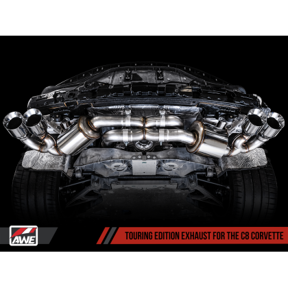 AWE Tuning 2020 Chevrolet Corvette (C8) Touring Edition Exhaust - Quad Chrome Silver Tips