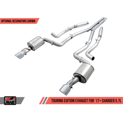 AWE Tuning 2017+ Dodge Charger 5.7L Touring Edition Exhaust - Resonated - Chrome Silver Tips