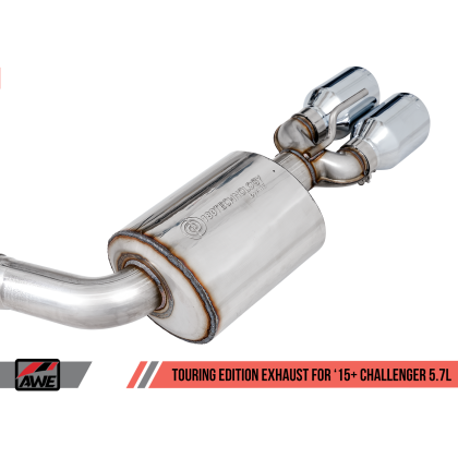 AWE Tuning 2015+ Dodge Challenger 5.7L Touring Edition Exhaust - Resonated - Chrome Silver Quad Tips