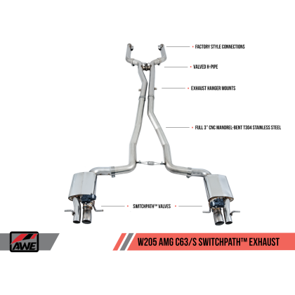 AWE Tuning Mercedes-Benz W205 AMG C63/S Coupe SwitchPath Exhaust System - for Non-DPE Cars