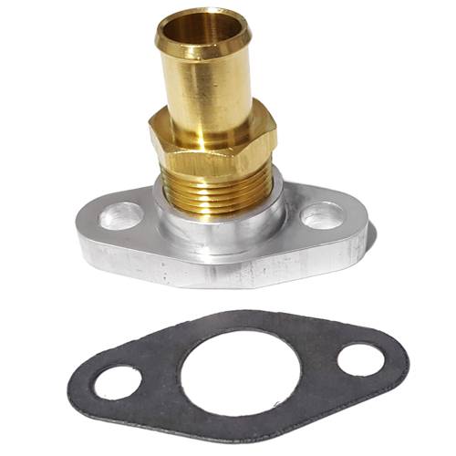 ATP Turbo Flange, Oil Drain (Oil Return) BIG (High Volume) W/ 3/4" Hose Barb, Garrett GT55 GTX55 GT47 GTX47