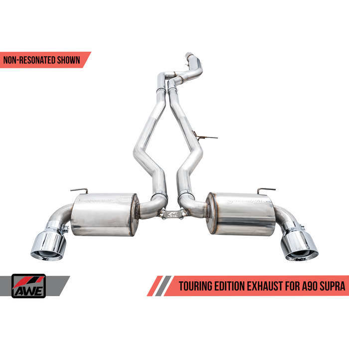 AWE Tuning 2020 Toyota Supra A90 Non-Resonated Touring Edition Exhaust - 5in Chrome Silver Tips