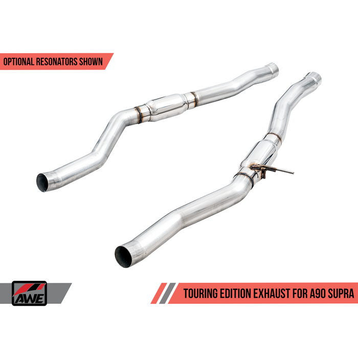 AWE Tuning 2020 Toyota Supra A90 Non-Resonated Touring Edition Exhaust - 5in Chrome Silver Tips