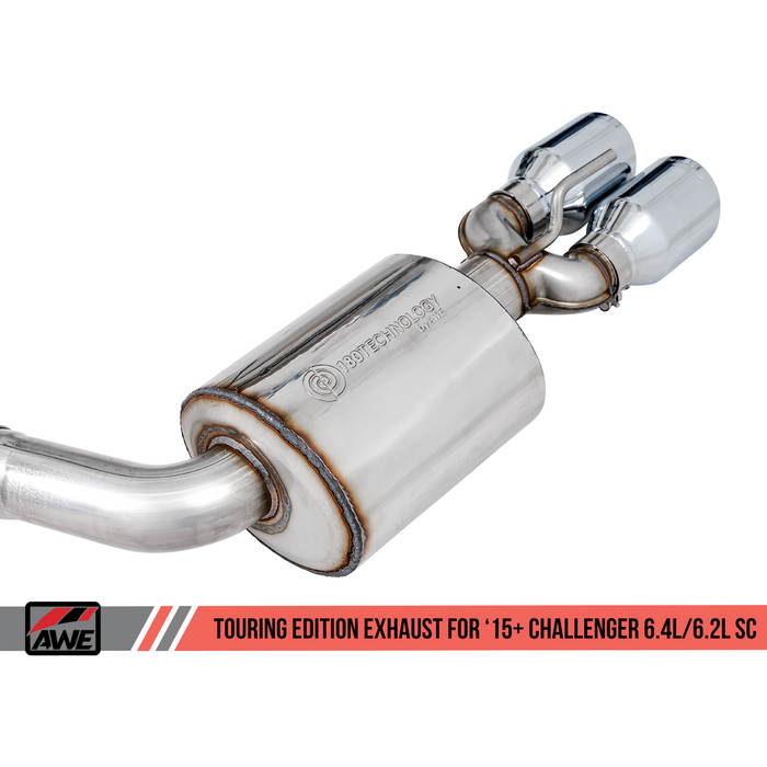AWE Tuning 2015+ Dodge Challenger 6.4L/6.2L Non-Resonated Touring Edition Exhaust - Quad Black Tips