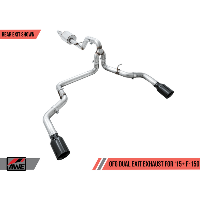 AWE Tuning 2015+ Ford F-150 0FG Single Exit Performance Exhaust System w/4.5in Diamond Black Tips