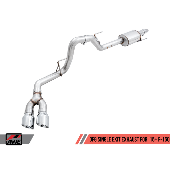 AWE Tuning 2015+ Ford F-150 0FG Single Exit Performance Exhaust System w/4.5in Diamond Black Tips