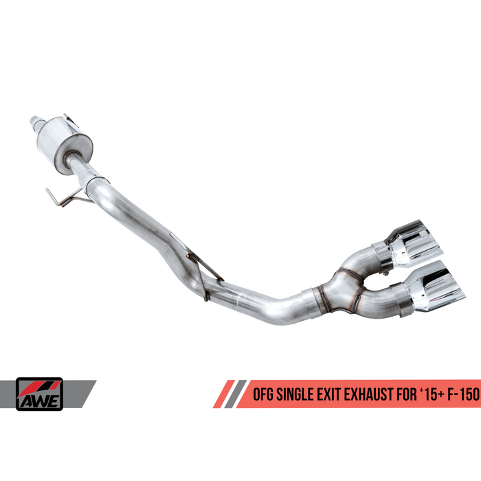 AWE Tuning 2015+ Ford F-150 0FG Dual Exit Performance Exhaust System w/5in Diamond Black Tips