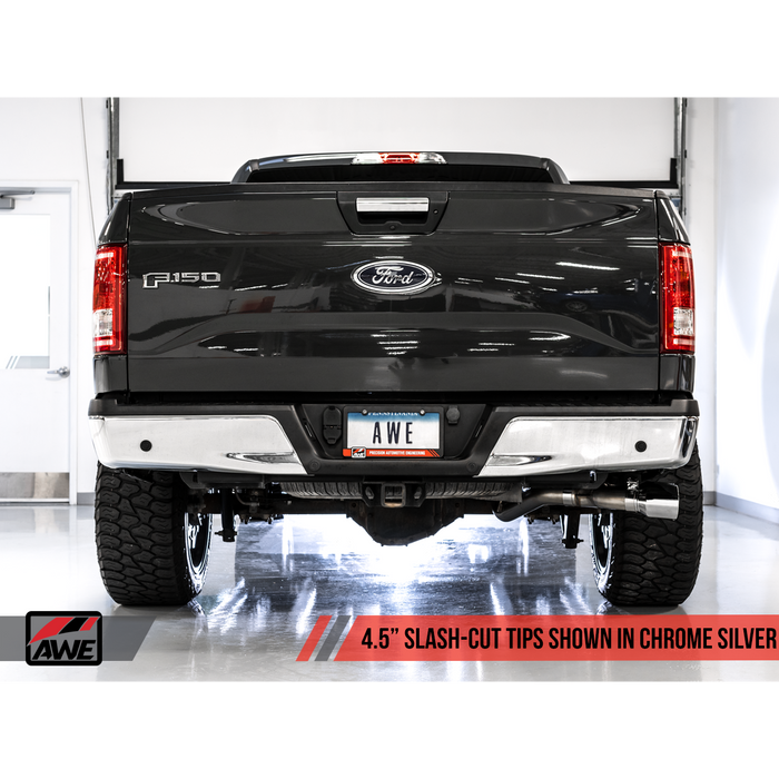 AWE Tuning 2015+ Ford F-150 0FG Single Exit Performance Exhaust System w/4.5in Diamond Black Tips
