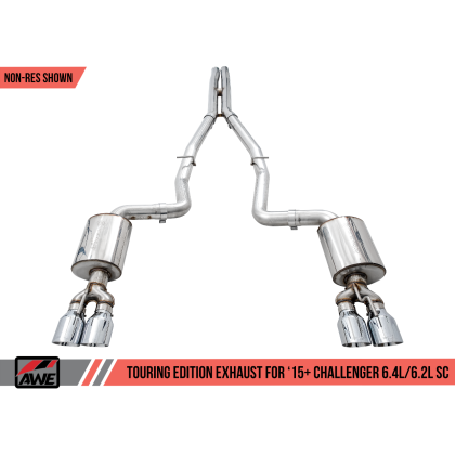 AWE Tuning 2015+ Dodge Challenger 6.4L/6.2L Non-Resonated Touring Edition Exhaust - Quad Silver Tips