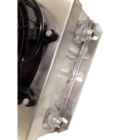 CSF Dual Fluid Bar & Plate HD Oil Cooler w/9in SPAL Fan (1/3 & 2/3 Partition) - 13.8in L x 10in H