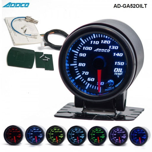 ADDCO - 52mm Universal Oil Temp Gauge LED 7 Colours With Sensor And Holder