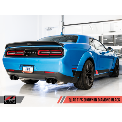 AWE Tuning 2015+ Dodge Challenger 6.4L/6.2L SC Resonated Touring Edition Exhaust - Quad Black Tips