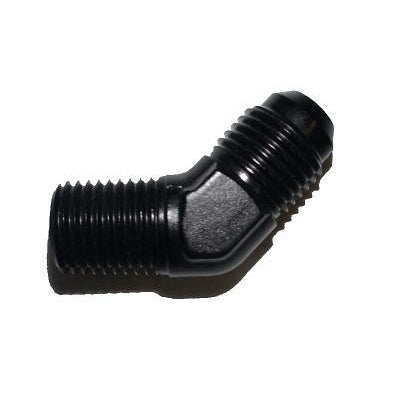 ATP Turbo Black Anodized, Adaptor Male /Male 45DEG -6 Male Flare TO 1/4" NPT Male