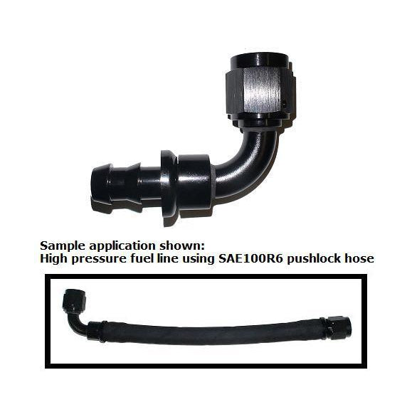 ATP Turbo Pushlock Black Anodized -10 AN 90 Degree Hose End