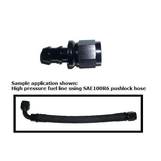 ATP Turbo Pushlock Black Anodized -6 AN Straight Hose End