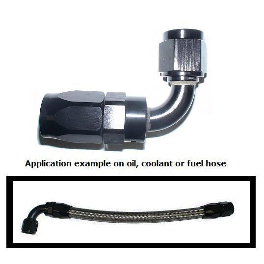 ATP Turbo Black Anodized -6 AN 90 Degree Hose End