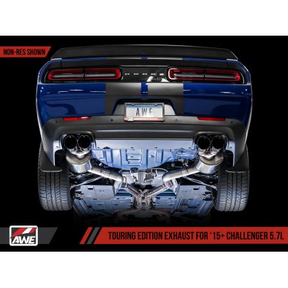 AWE Tuning 2017+ Challenger 5.7 Touring Edition Exhaust - Non-Resonated - Diamond Black Quad Tips
