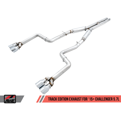 AWE Tuning 2017+ Dodge Challenger 5.7L Track Edition Exhaust - Chrome Silver Quad Tips