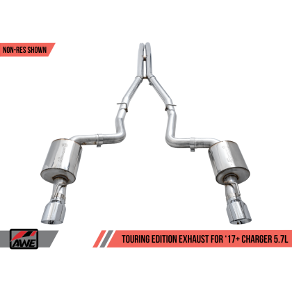 AWE Tuning 2017+ Dodge Charger 5.7L Touring Edition Exhaust - Non-Resonated - Diamond Black Tips