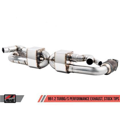 AWE Tuning Porsche 991.2 Turbo Performance Exhaust and High-Flow Cat Sections - For OE Tips