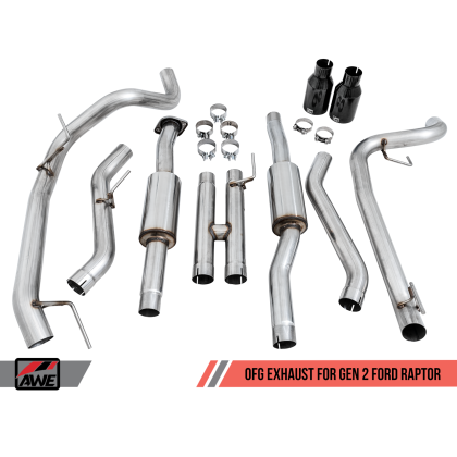 AWE Tuning 2017+ Ford Raptor 0 FG Performance Exhaust System - w/ Diamond Black Tips