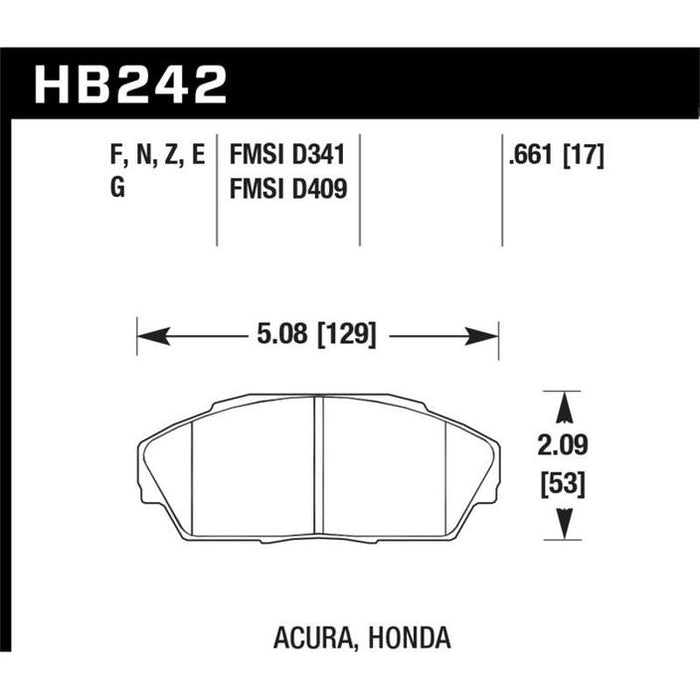 Hawk DTC-60 Race Front Brake Pads - DA6/8 - EF8/9 - EG6/9