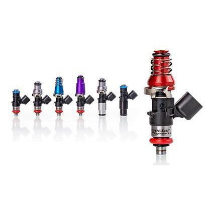 Injector Dynamics - 1050cc Injectors 60mm Length 14mm Grey Adaptor Top - Blue Bottom Adap (Set of 8) Ford Mustang GT 2011+ (includes GT350)