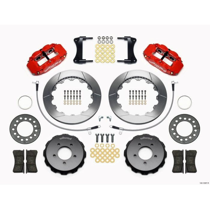 Wilwood Narrow Superlite 6R Front Hat Kit 12.88in Red 2005-Up Mazda Miata w/ Lines