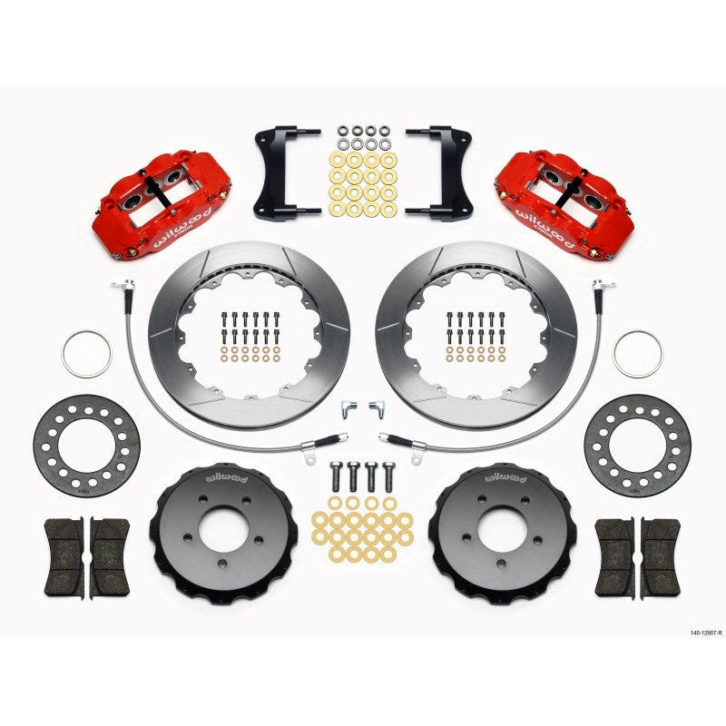 Wilwood Narrow Superlite 6R Front Hat Kit 12.88in Red 2005-Up Mazda Miata w/ Lines