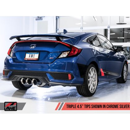 AWE Tuning 17-20 Honda Civic Si 1.5L Turbo Triple Tip Conversion Kit - Chrome Silver Tip