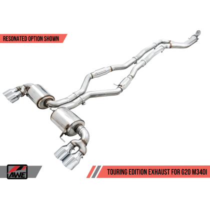 AWE Tuning 2019+ BMW M340i (G20) Resonated Touring Edition Exhaust - Quad Diamond Black Tips