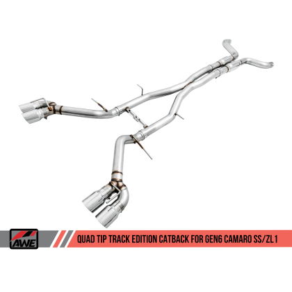 AWE Tuning 16-19 Chevy Camaro SS Non-Res Cat-Back Exhaust - Track Edition (Quad Chrome Silver Tips)