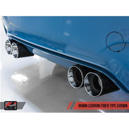 AWE Tuning BMW F8X M3/M4 Non-Resonated Track Edition Exhaust - Carbon Fiber Tips (96mm)