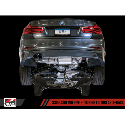 AWE Tuning BMW F3X 28i / 30i Touring Edition Axle-Back Exhaust Single Side - 80mm Silver Tips