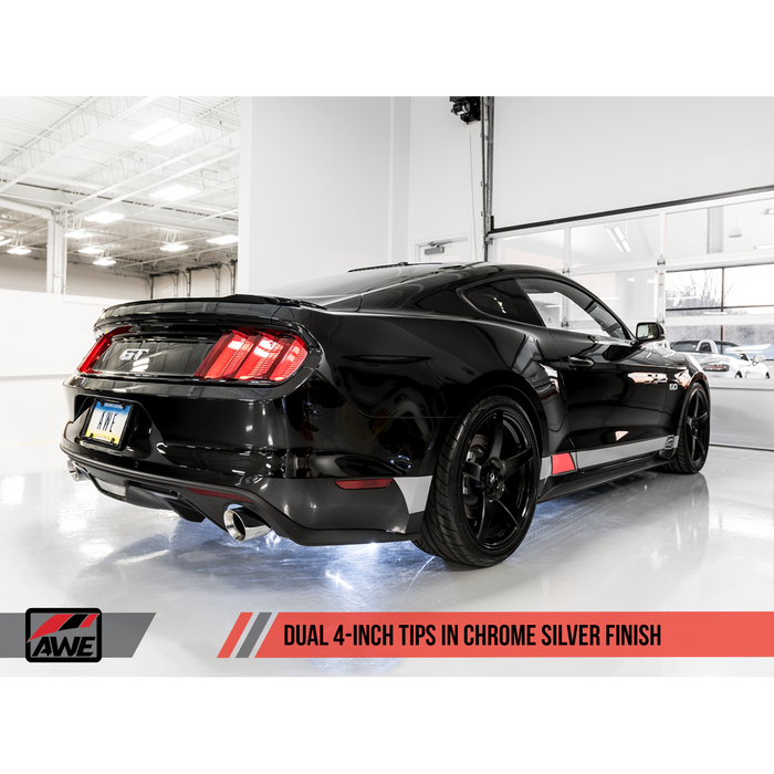 AWE Tuning S550 Mustang GT Axle-back Exhaust - Track Edition (Chrome Silver Tips)