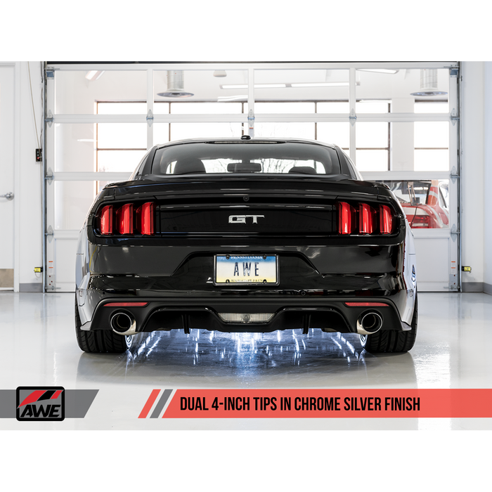 AWE Tuning S550 Mustang GT Axle-back Exhaust - Track Edition (Chrome Silver Tips)