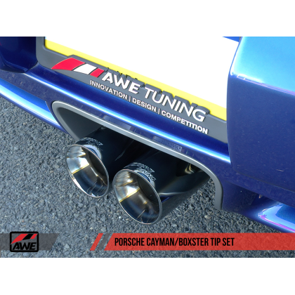 AWE Tuning Optional Porsche 987 Cayman/S Boxster/S Muffler Tip Set - Polished Silver