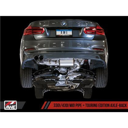 AWE Tuning BMW F3X 28i / 30i Touring Edition Axle-Back Exhaust Single Side - 80mm Silver Tips