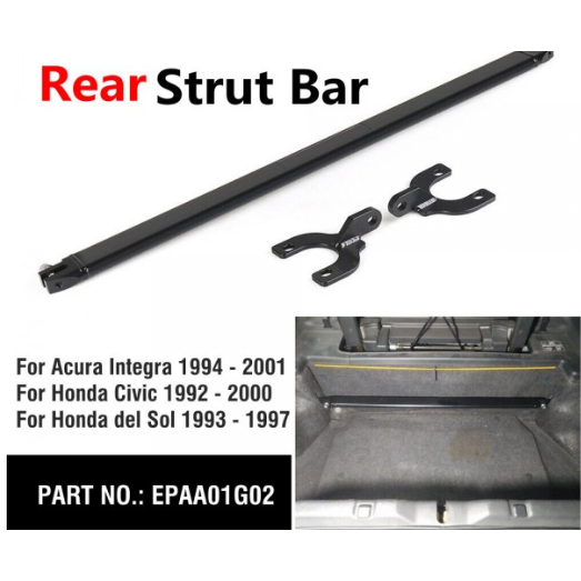 EPMAN Black Rear Strut Tie Bar For 92-00 Civic EG EK 93-97 Del Sol 94-01 Integra DC2