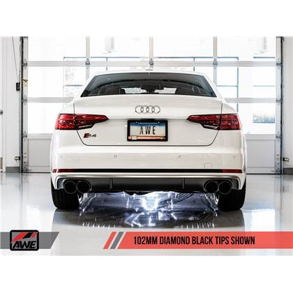 AWE Tuning Audi B9 S4 Track Edition Exhaust - Non-Resonated (Black 102mm Tips)