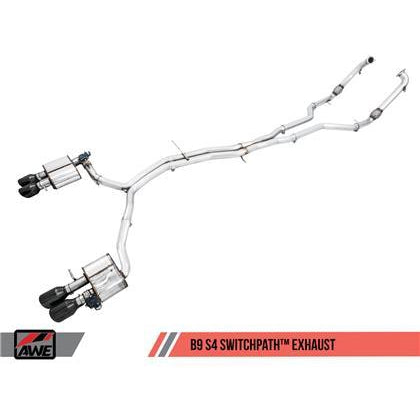 AWE Tuning Audi B9 S4 SwitchPath Exhaust - Non-Resonated (Silver 102mm Tips)