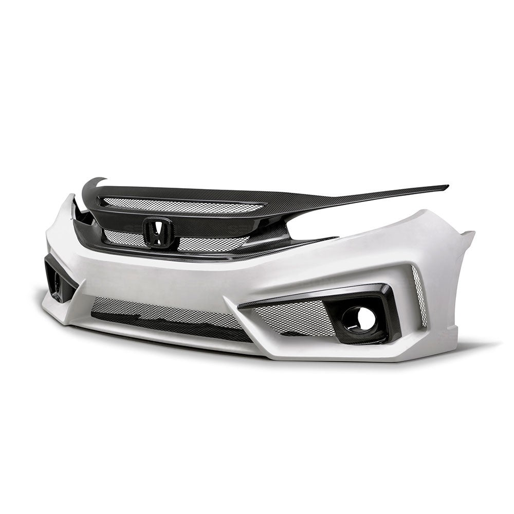Seibon TT-Style Fiberglass / Carbon Fiber Front Bumper For 2016-2020 Honda Civic Sedan*