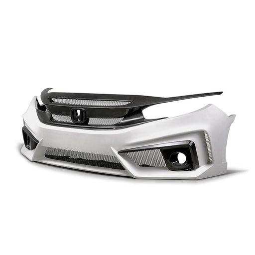Seibon TT-Style Fiberglass / Carbon Fiber Front Bumper For 2016-2020 Honda Civic Sedan*