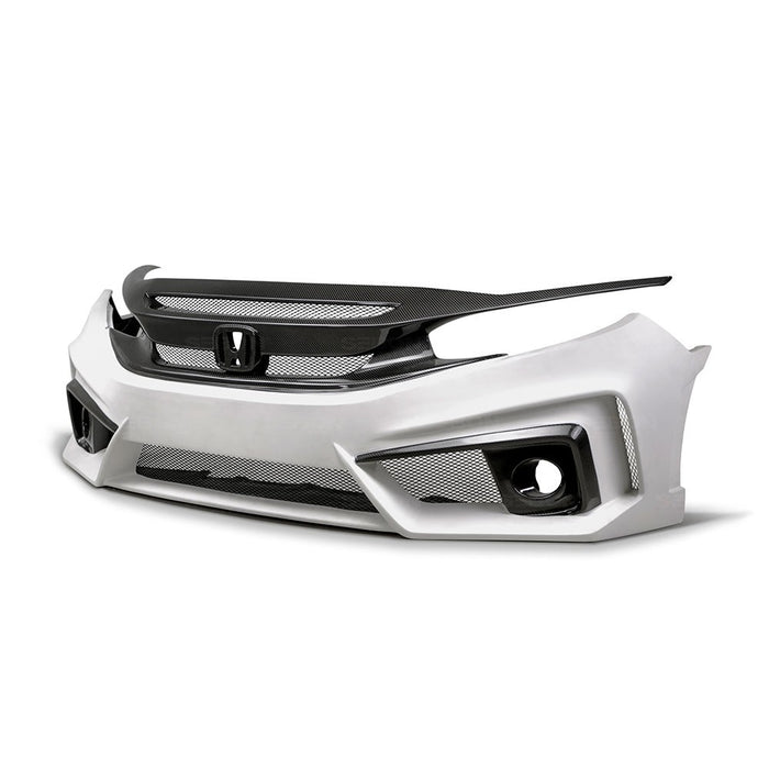 Seibon TT-Style Fiberglass / Carbon Fiber Front Bumper For 2016-2020 Honda Civic Sedan*
