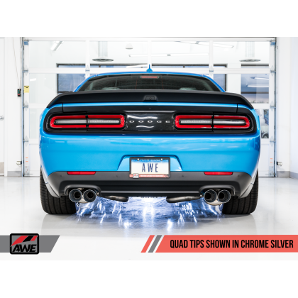 AWE Tuning 2015+ Dodge Challenger 6.4L/6.2L SC Track Edition Exhaust - Quad Chrome Silver Tips