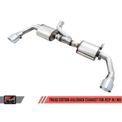 AWE Tuning 07-18 Jeep Wrangler JK/JKU 3.6L Tread Edition Axle-Back Dual Exhaust - Chrome Silver Tips