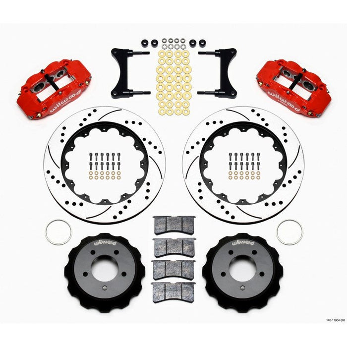 Wilwood Narrow Superlite 6R Front Hat Kit 14.00in Drill Red 93-96 Mazda RX7