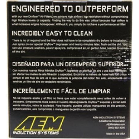 AEM DryFlow Air Filter Kit 2.75in X 5in Dryflow- W/Hole